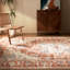 Tapis d'intérieur lavable bleu à médaillon rétro-641075167-670906980