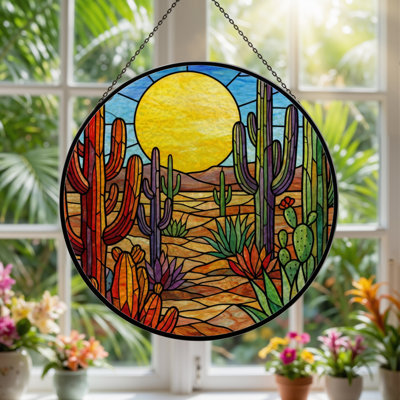Vitrail de vitrail cactus 7,8 "H