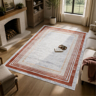 Tapis bordé de 5 pi x 7 pi résistant aux taches qui ne perd pas ses poils pour le salon, la chambre à coucher et la salle à manger