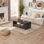 Table basse Mid-Century avec rangement, noyer