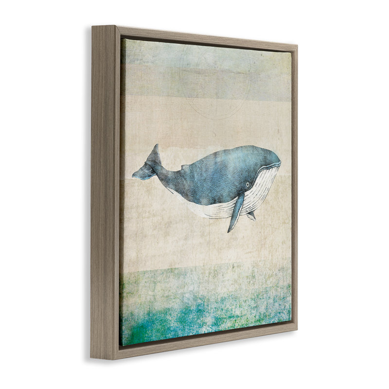 «Rustic Maritime Whale Floater» par JG Studios, H 18 po x l 18 po, Cadre flottant orme Montalcino