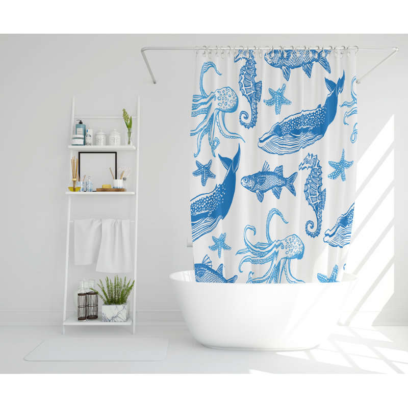 Elle Polyester Shower Curtain Set, 177cm H x 177cm W