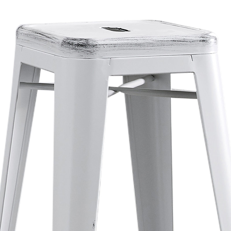 Tabourets de bar en métal Industrial Retro sans dossier, siège de 30 po de hauteur, blanc, confortable, facile à nettoyer