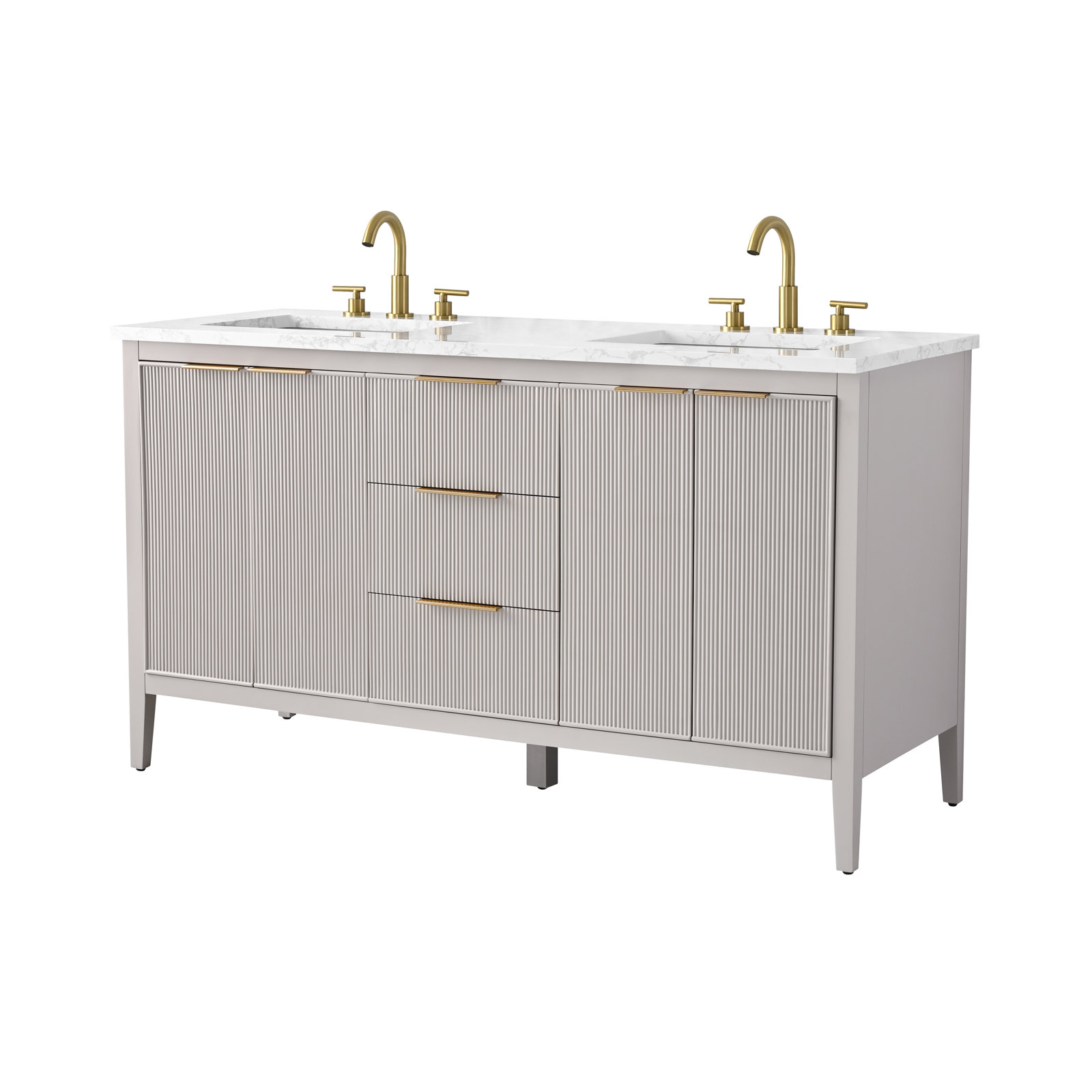 Bilroy 60" Double Vanity, Taupe/Brushed Bronze