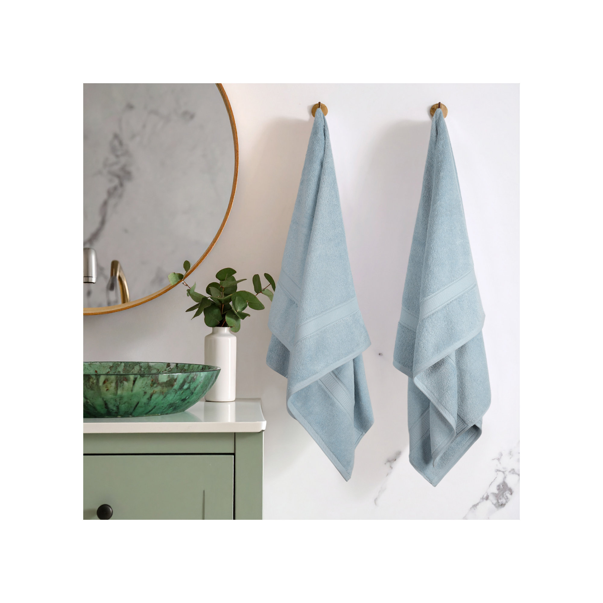 Renata 800 GSM 2 Piece Certified Egyptian Cotton Bath Towel Set , Light Blue