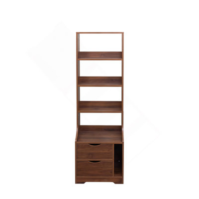 Night Stand with Bookshelf, Night Stand with 2 Storage Drawers for Bedroom
