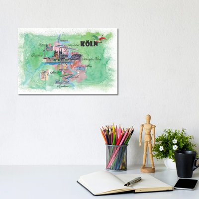 Cologne, Germany Travel Poster 1 Piece Wrapped Canvas Wall Art