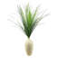 Herbe de 34 pouces dans un vase en pierre blanche et grise
