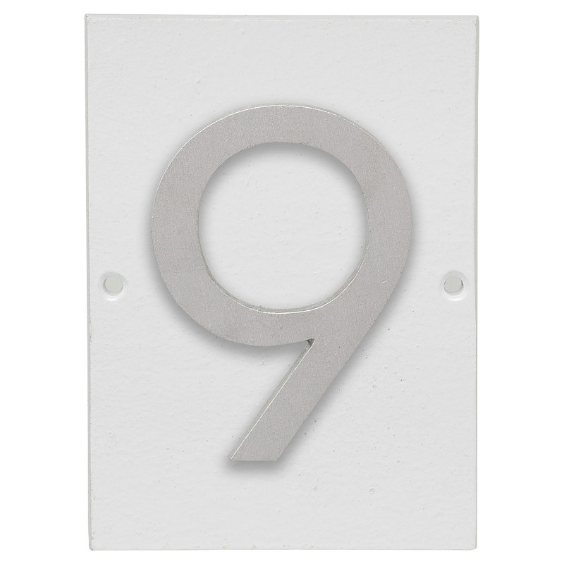 Plaque d’adresse murale sur 1 ligne flottante, Blanc, Aluminium brossé, Oui