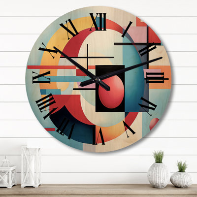 Colorful Suprematism Essence of Pure II - Abstract Suprematism Oversized Wood Wall Clock