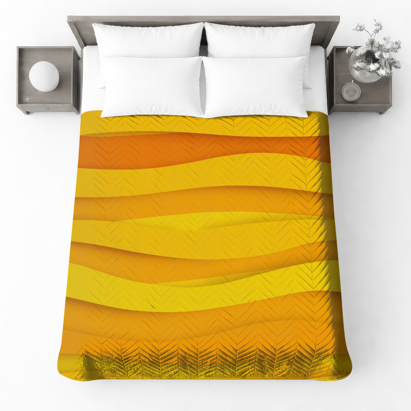 Yellow Waves Quilted Bedspread, King