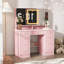 Meuble-lavabo à trois tiroirs rose avec miroir et DEL