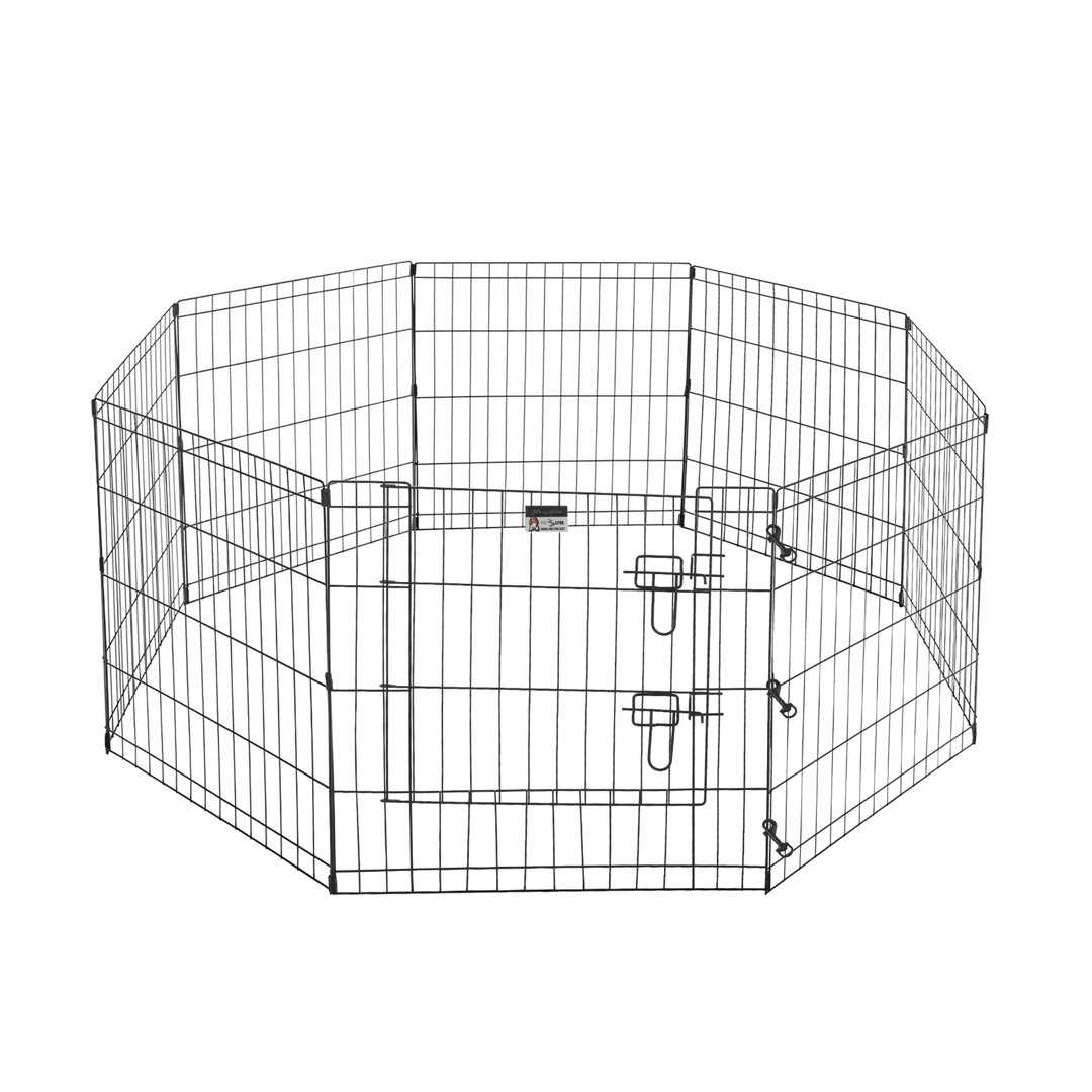 Puppy Playpen - Foldable Metal Exercise Enclosure - Eight 24x24-Inch Panels - Indoor/Outdoor Gated Pen for Dogs or Small Animals by PETMAKER Pet Trex 