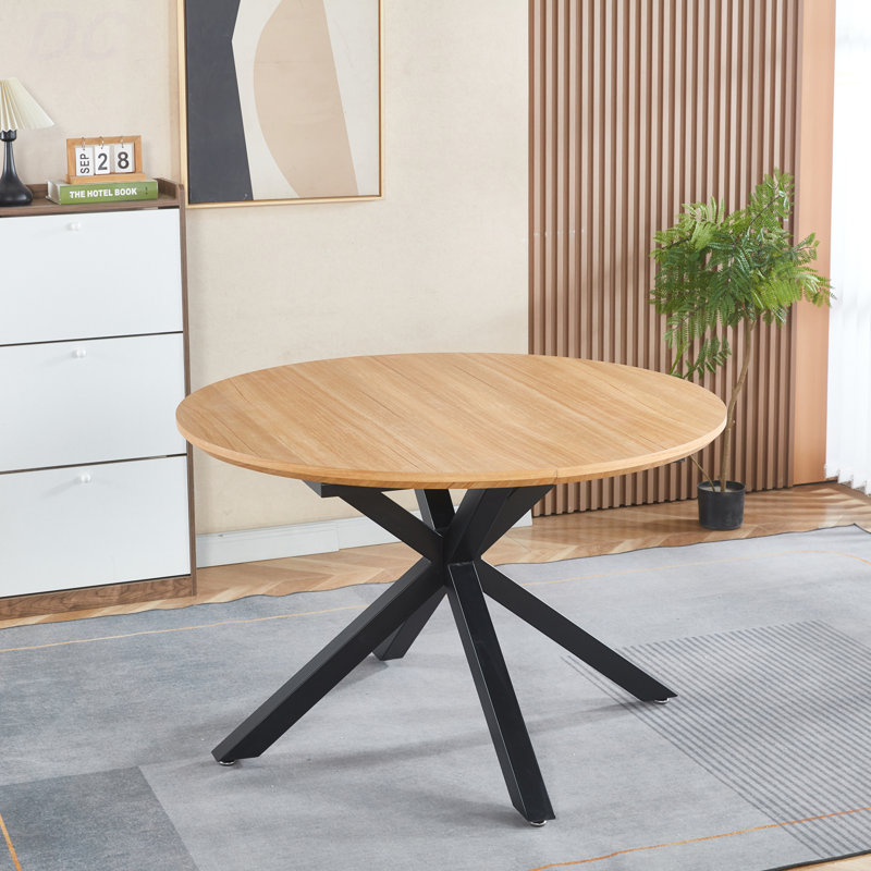 Table extensible, table de salle à manger, table de bureau, table basse, pieds en métal, plateau en panneau de fibres à densité moyenne, table 120/160 × 120 × 75 cm