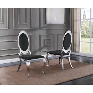 Amity Upholstered King Louis Back Side Chair (Set of 2) Willa Arlo Interiors Frame Color: Silver, Upholstery Color: White