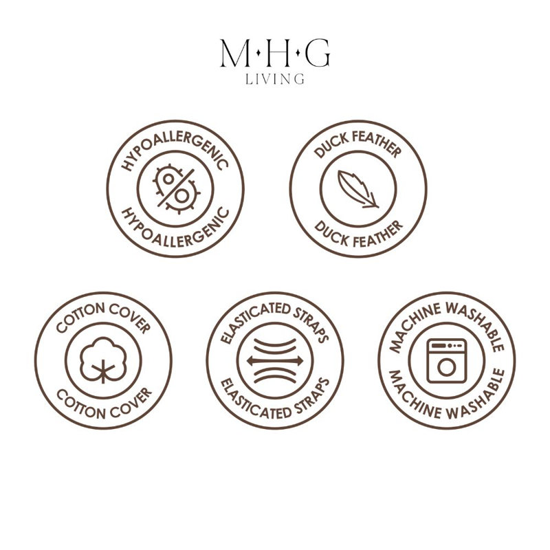 MHG Living Duck Feather Mattress Topper Box Stitched with Elastic Straps - Available Single/Small Double/Double/King/Super King