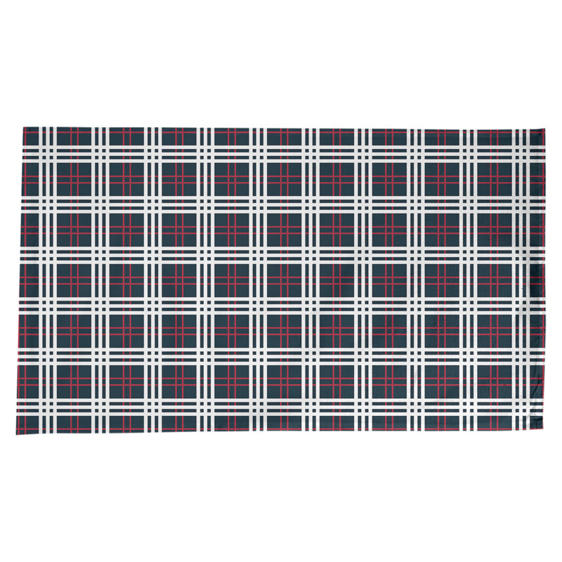 Nappe en mélange de coton à carreaux, Bleu foncé acier / rouge bataille / blanc