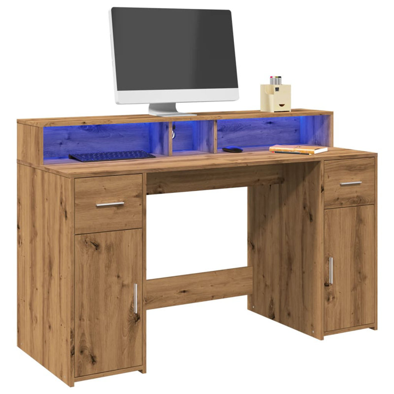 Computer Desk, Artisan/oak, 91cm H x 140cm W x 55cm D
