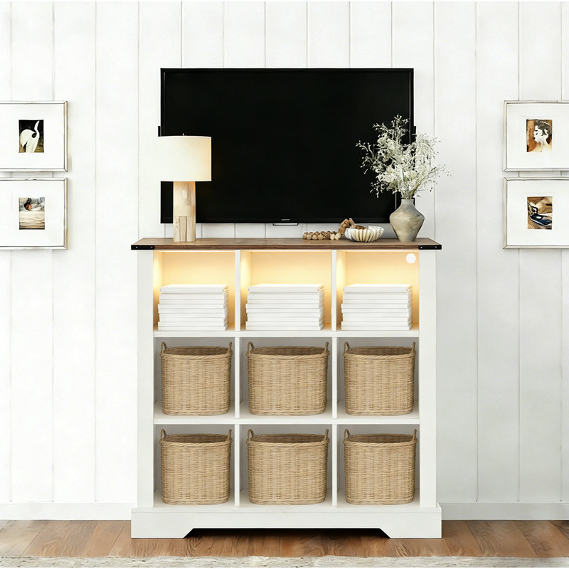 Bibliothèque à 9 cubes avec lumières DEL, Blanc
