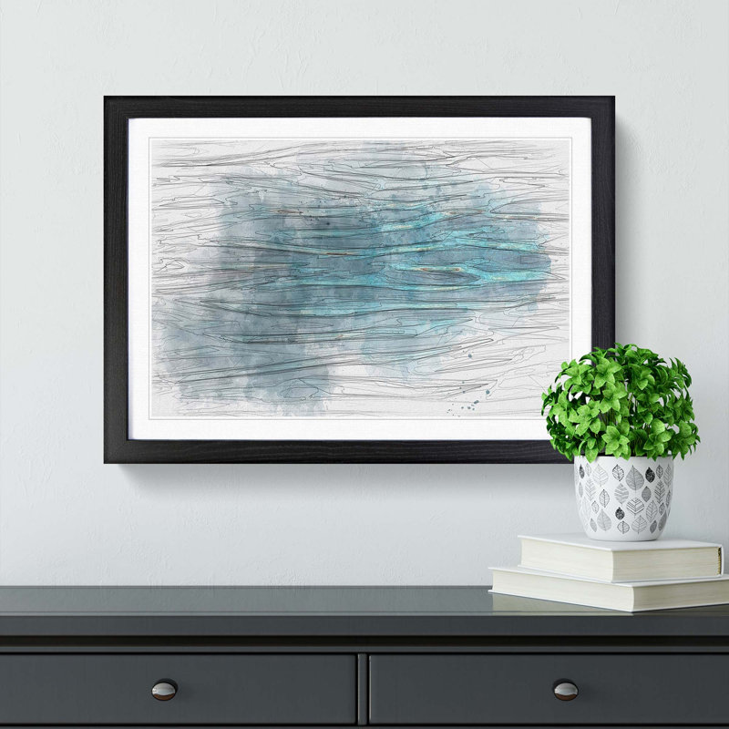 Seascape Ripples in Abstract - Picture Frame Graphic Art Print, 50cm H x 76cm W x 2cm D, Black