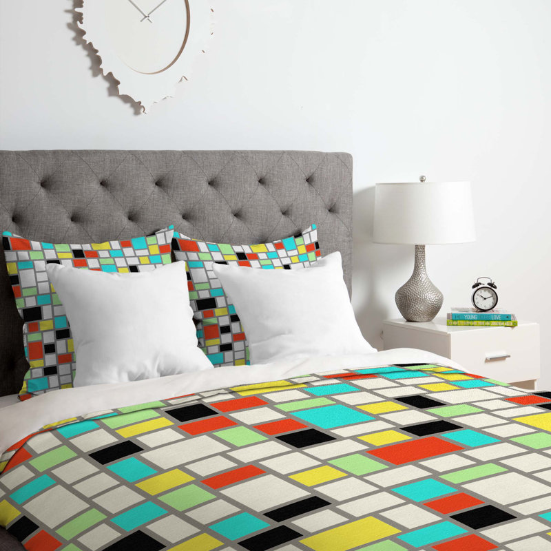 Jacqueline Maldonado Polyester Geometric Shapes Duvet Cover, Queen Duvet Cover + 2 Standard Shams