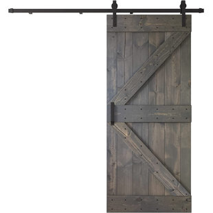 24'' x 84'' Solid Wood Paneled without Installation Hardware Kit Barn Door