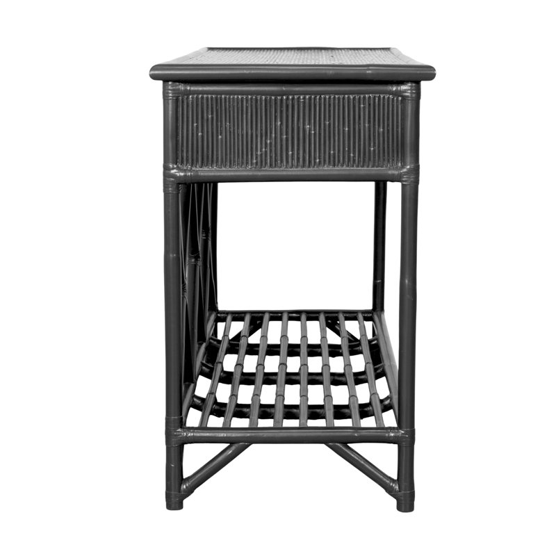 54'' Wide 3 Drawer Rattan Wood Sideboard, Black