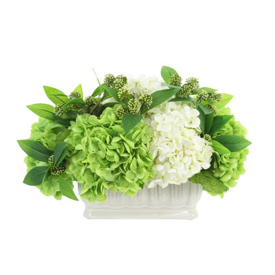 Hydrangea Arrangement in Fluted Ceramic Vase