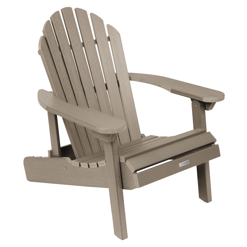 Anette Plastic/Resin Folding Adirondack Chair with Ottoman/Table, Woodland Brown
