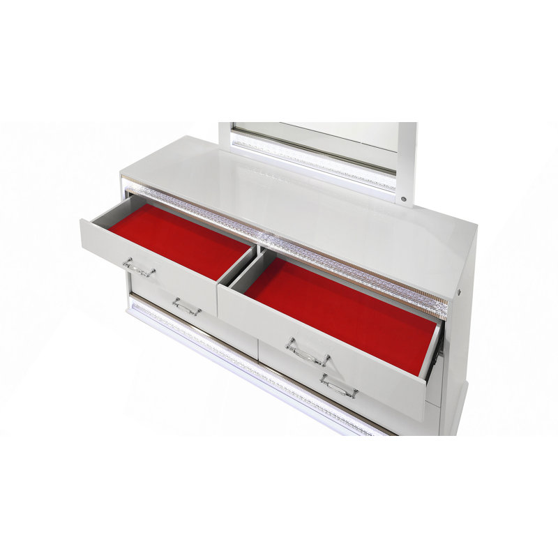 Drawer Dresser, Modern Style 6- Drawer Dresser Made With Wood In White (INCLUDES DRESSER ONLY)