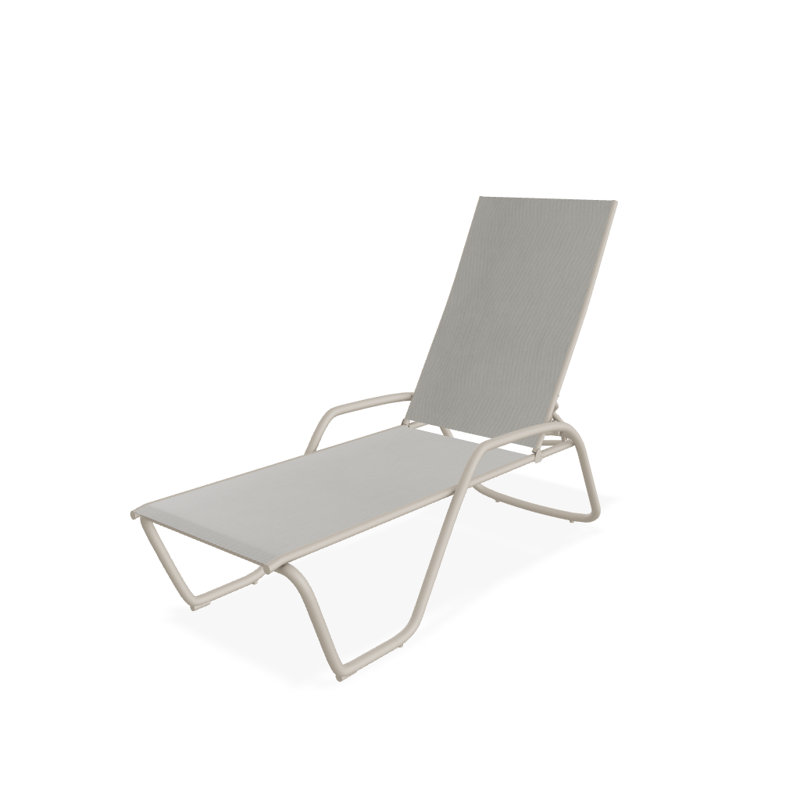 Outdoor Rust-Resistant Metal Chaise Lounge, Textured Desert, Augustine Oyster