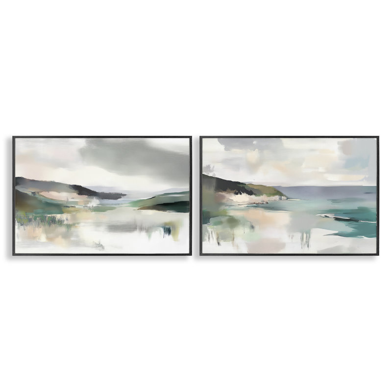 Ensemble de 2 giclées abstraites, "Wild Wild Rhythms", par Mona Grace, H 12 po x l 36 po, Giclée encadrée noir minuit
