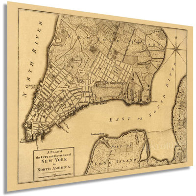 1776 Plan of New York City Map Poster Wall Art on Paper