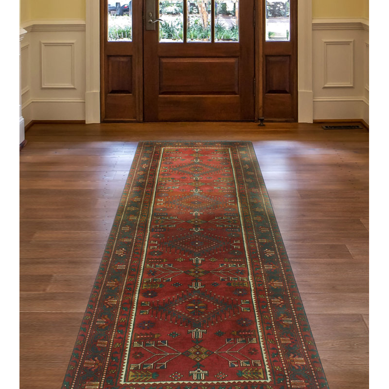 One-of-a-Kind 3'8" X 10'9" 1980s Runner Wool Area Rug in