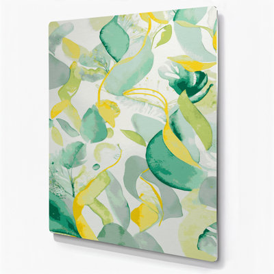 Abstrait aquarelle 60, art mural en métal beige