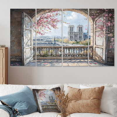 Élégance parisienne rose, cathédrale Notre-Dame II - ensemble d'art mural de la ville de Paris