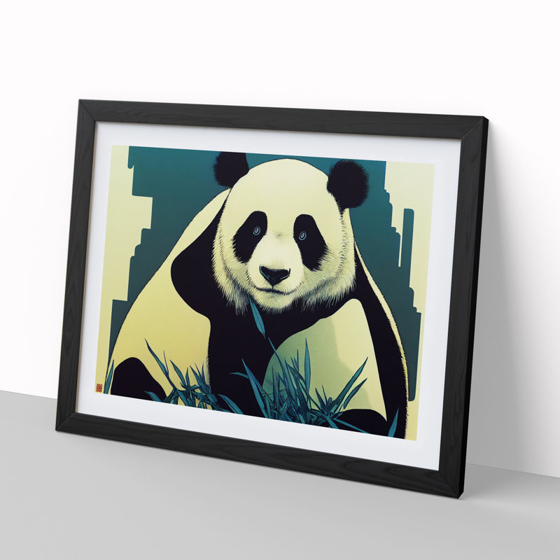 Wonderful Panda - Single Picture Frame Painting, Black, 46cm H x 64cm W x 2cm D
