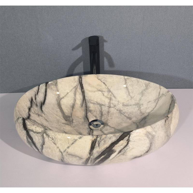 QieRao 16'' Marble Ceramic Oval Bathroom Sink