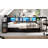 Queen Size Corner Bed Frame with Bookcase, 2 Underbed Storage Drawers, LED Light & Charging Station, Left-Right Interchangeable, Modern, Black-589798188-589798189