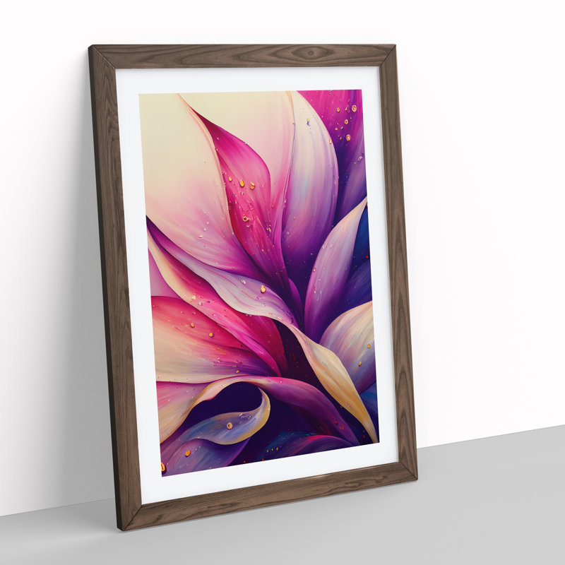 Abstract Flower No.1 - Framed Print, 46cm H x 34cm W, Walnut