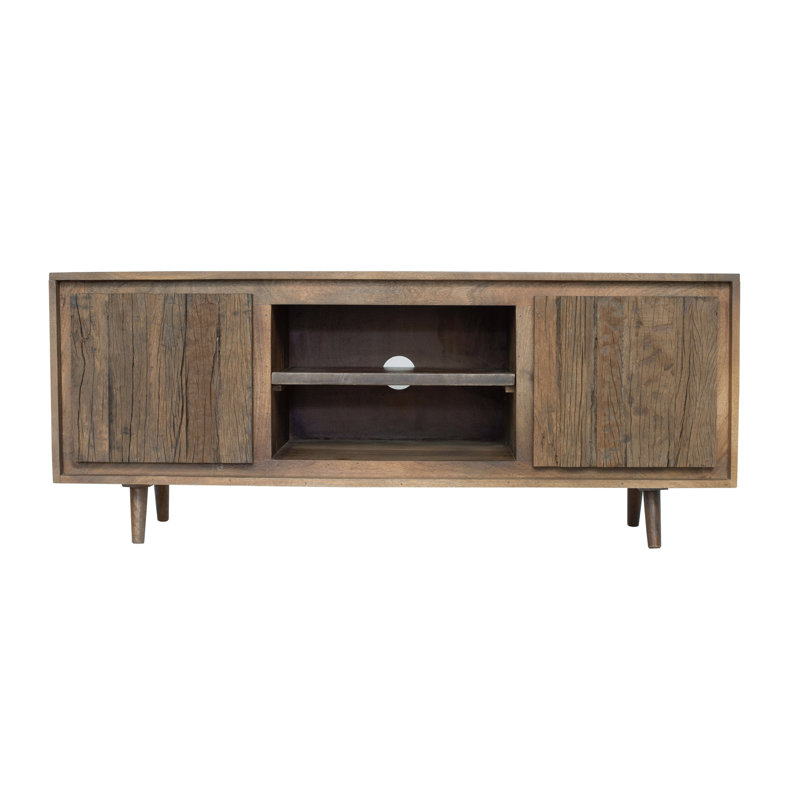 Meuble télé 55 po x 16 po x 22,5 po avec 2 portes en bois recyclé