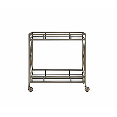 Vaught Rectangular Bar Cart in Antique Gold and Mirrored
