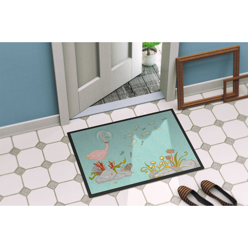 Tapis d’extérieur antidérapant subaquatique flamant rose, Rectangulaire : 18 po x 27 po