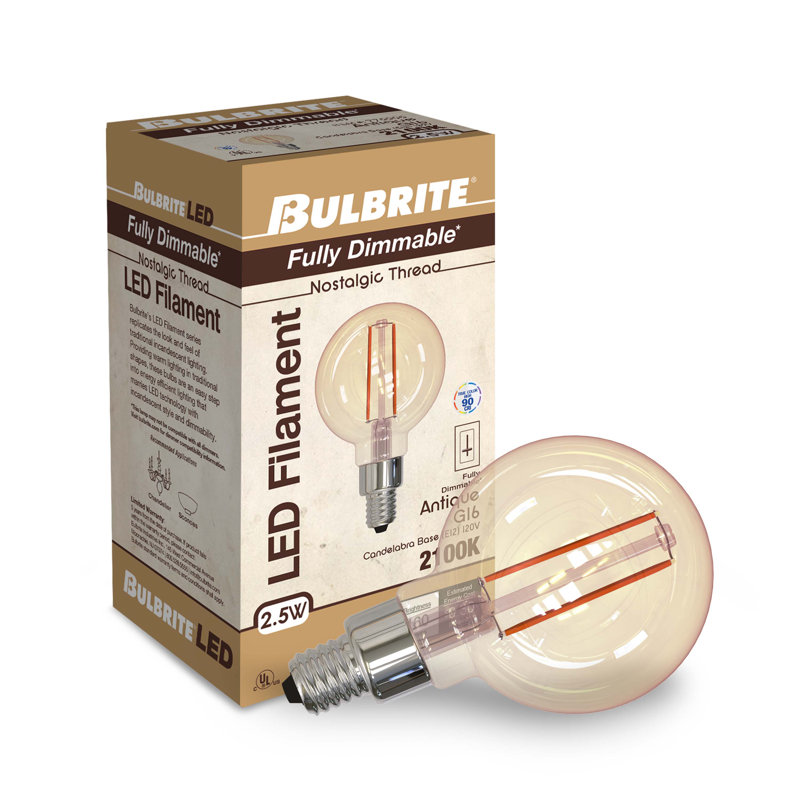 Ampoule Edison à filament DEL à fil nostalgique G16, 25 watts, 2100K