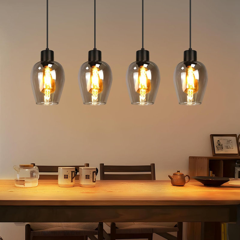 - Light Stainless Steel Pendant, 4 Lights, 120cm H x 70cm W x 14.5cm D
