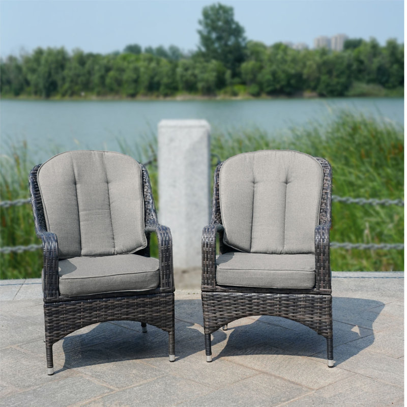 Chaise d'extérieur en osier avec coussins 2 pièces Nefes, Brun