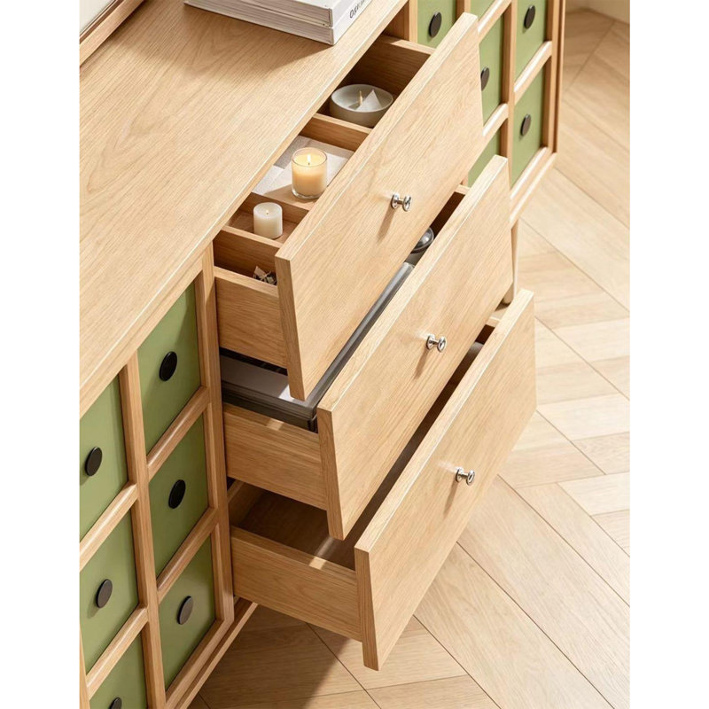 Table de buffet diagonale à blocs de couleur, H 32,28 po x l 59,06 po x P 17,32 po