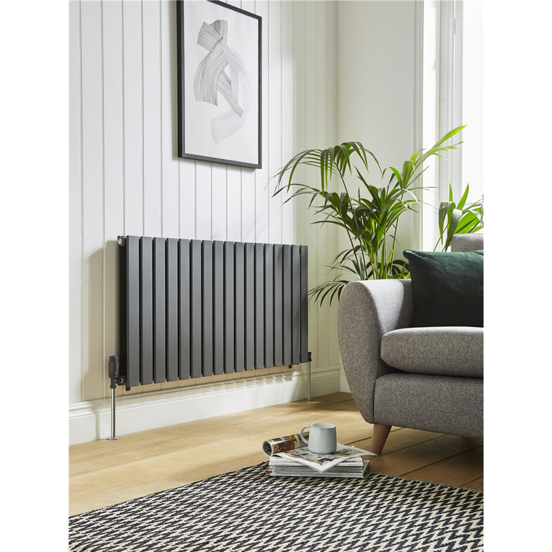 Clifton Horizontal Designer Radiator, 60cm H  x  147 cm W  x  7cm D, Grey