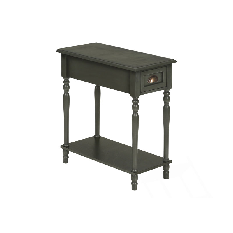 Table de bout étroite à 2 niveaux avec tiroir de rangement, Vert