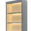 Bibliothèque blanche moderne rectangulaire avec lumières à DEL, 2 portes en verre, 1 tiroir et une tablette réglable pour la maison décorant un éclairage de 83,4 po de hauteur, 3 tablettes ouvertes, design